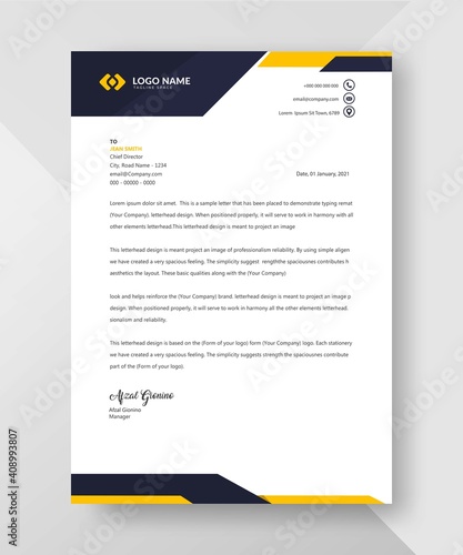Professional and modern corporate letterhead template Premium Vector