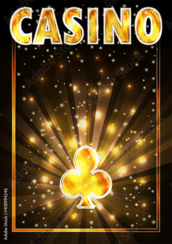 Casino Clubs ace poker golden  playing cards, vector illustration