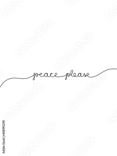 Peace please. Continuous one line drawing. Minimalism design. Vector illustration.