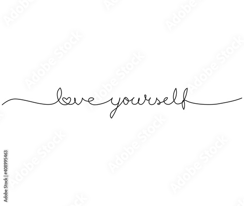 Love yourself. Continuous one line drawing. Minimalism design. Vector illustration.