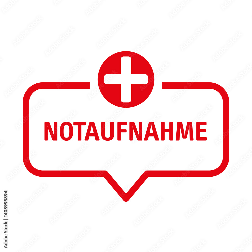 Notaufnahme Vektor Illustration - Sprechblase mit Text und Symbol Notaufnahme Vektor Illustration - Sprechblase mit Text und Symbol