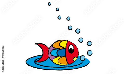 Bunter Fisch im Wasser mit Luftblasen Illustration Tiere