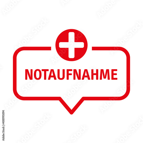 Notaufnahme Vektor Illustration - Sprechblase mit Text und Symbol