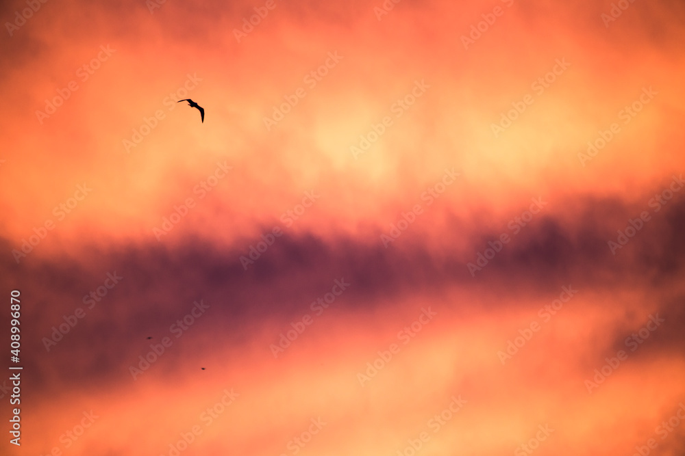 dramatic sunset sky with stormy clouds