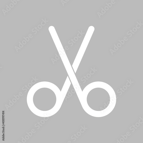Schere - Icon, Symbol, Piktogramm - Fläche Hintergrund - grau weiß 

