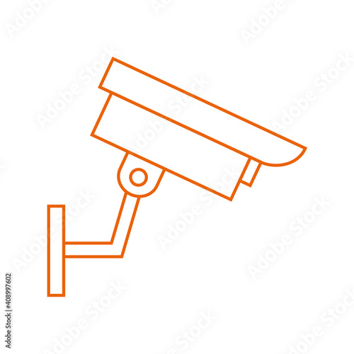 Überwachungskamera Videokamera - Icon, Symbol, Piktogramm - Kontur - orange 
