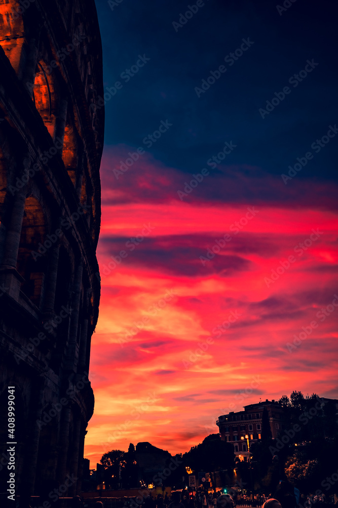 The Colosseum in the sunset