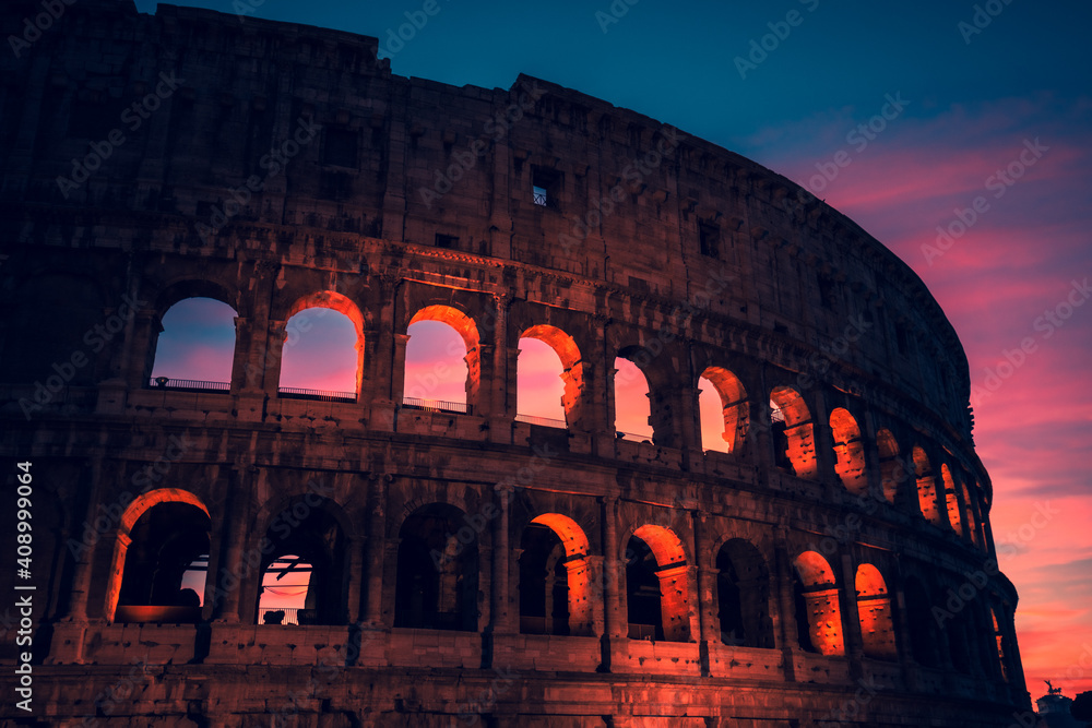 The Colosseum in the sunset