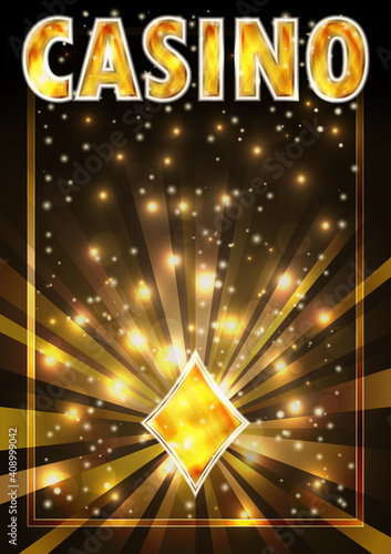 Casino Diamonds ace poker golden playing cards, vector illustration
