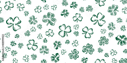 Clover set. Patrick's day. Hand drawn style. Vector illustration.