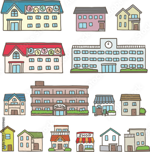建物セット(住宅・商店・教育施設)