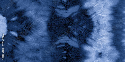 Blue Batik Pattern. Irregular Effect. Abstract Watercolor. Blue Brushed Wallpaper. Tie Dye Pattern. Wrinkled Ink Paper. Indigo Paintbrush Painting. Tie Dye Texture.
