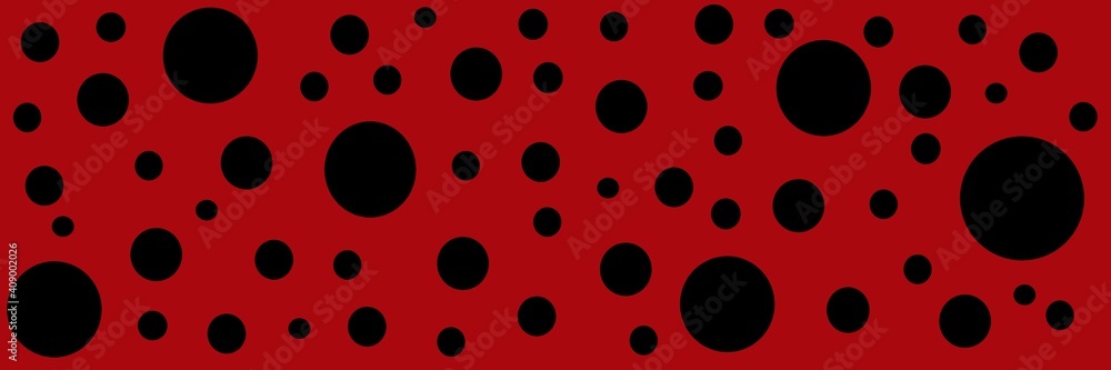 Ladybug seamless pattern with red background and black spots