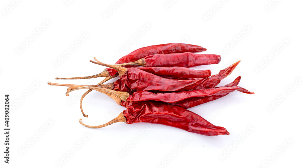 dried chilli on white background dried thai chili peppers isolated on a white background