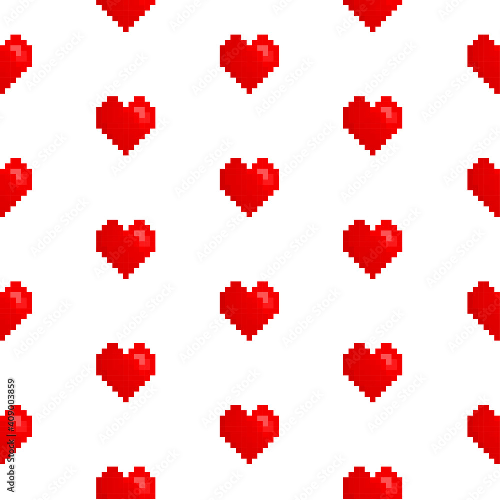 seamless pattern heart pixel red retro background print seamless pattern heart pixel red retro background print
