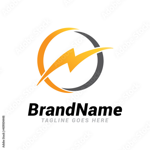 lightning thunder bolt flash simple modern logo icon vector template.
