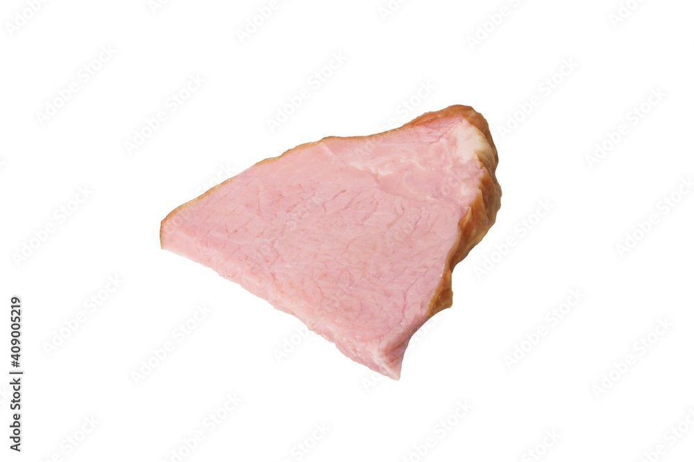 Ham slice isolated on white background. Smoked pork. Ham slice isolated on white background. Smoked pork.