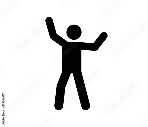  person with arms raised vector icon.  Editable stroke. Symbol in Line Art Style for Design, Presentation, Website or Apps Elements, Logo. Pixel vector graphics - Vector