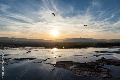 Sunset in Pamukkale, Paragliding