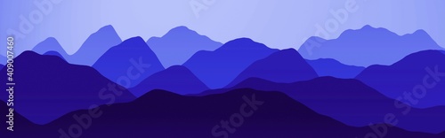 creative wide angle of mountains ridges in the clouds computer graphic texture or background illustration