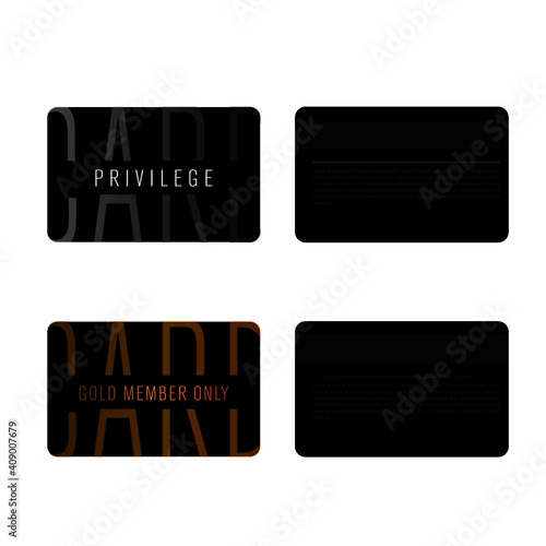 Privilege card template. Vector layout of modern stylish card of membership or loyalty. Front and back. 
