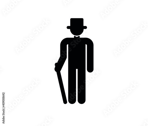 rich person with a hat vector icon.  Editable stroke. Symbol in Line Art Style for Design, Presentation, Website or Apps Elements, Logo. Pixel vector graphics - Vector