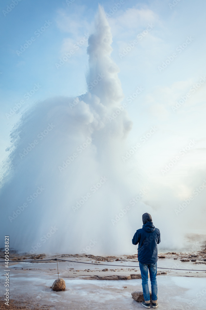 Stokkur geyser eruption in Iceland