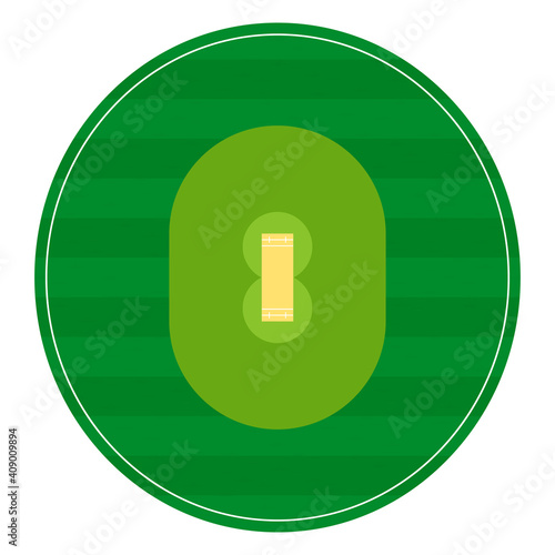 cricket field markings lines with grass, playground top view. Sports ground for active recreation. Vector