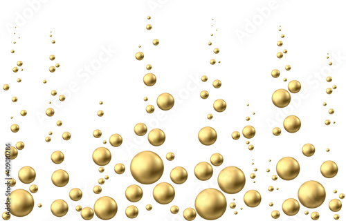 Gold sphere or oil bubble isolated on white background.