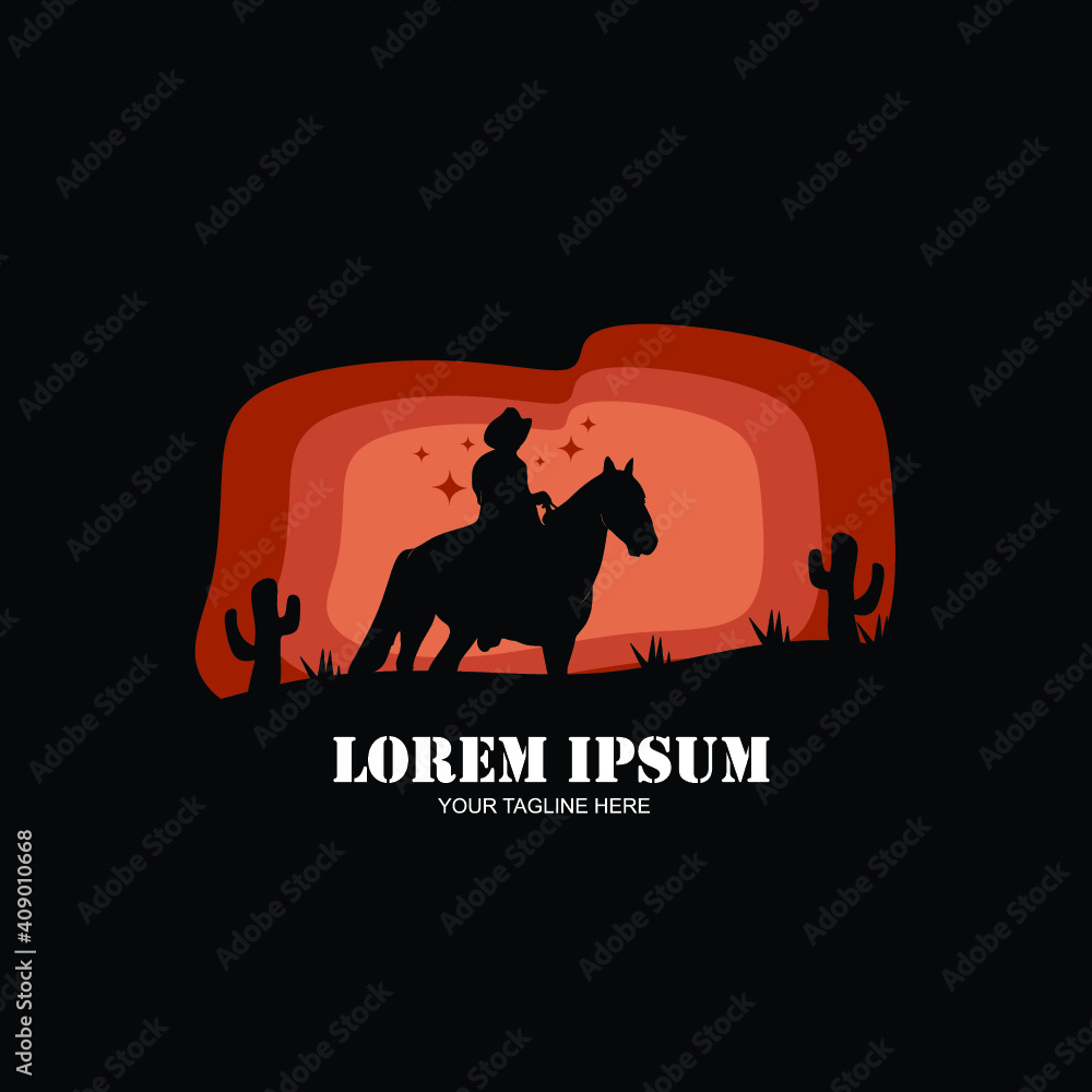 Silhouette of Cowboy riding horses Silhouette of Cowboy riding horses