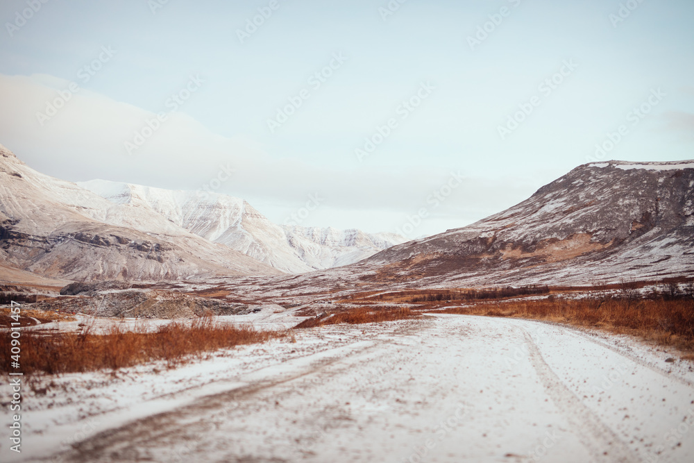 Icelandic mountain landscape in winter