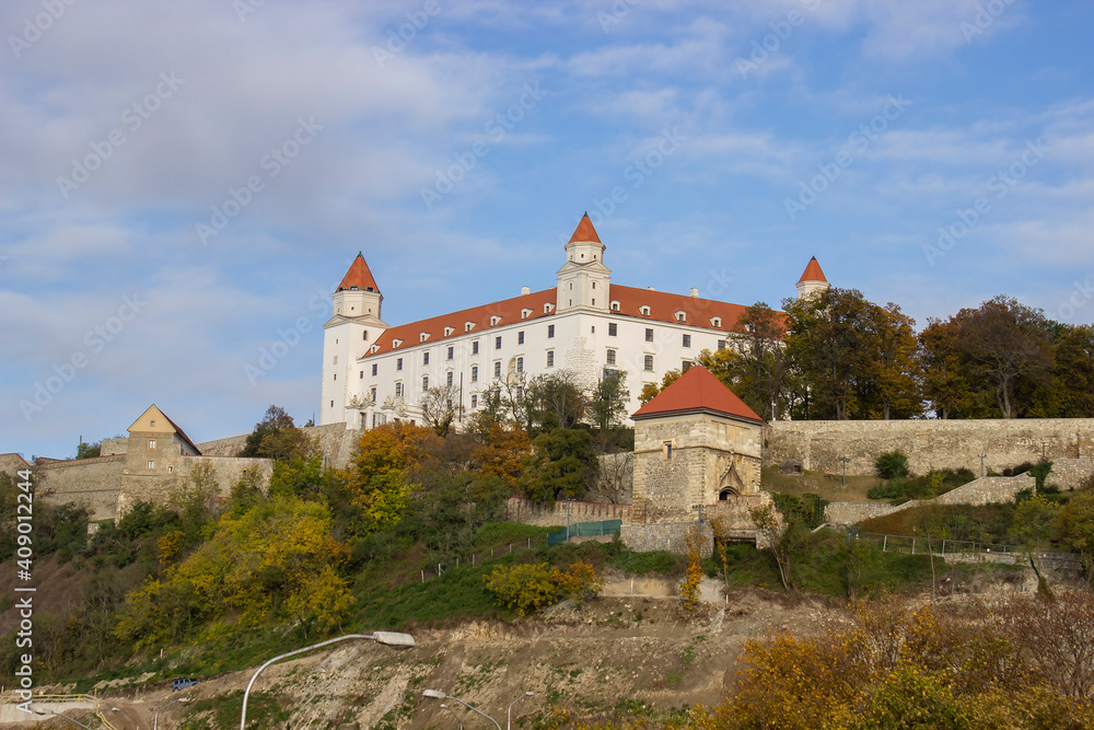 Bratislava Castle is built on the slopes of the Carpathians off the banks of the Danube. Bratislava Castle is built on the slopes of the Carpathians off the banks of the Danube.