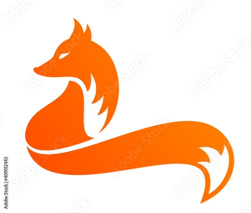 A symbol of a stylized red fox.