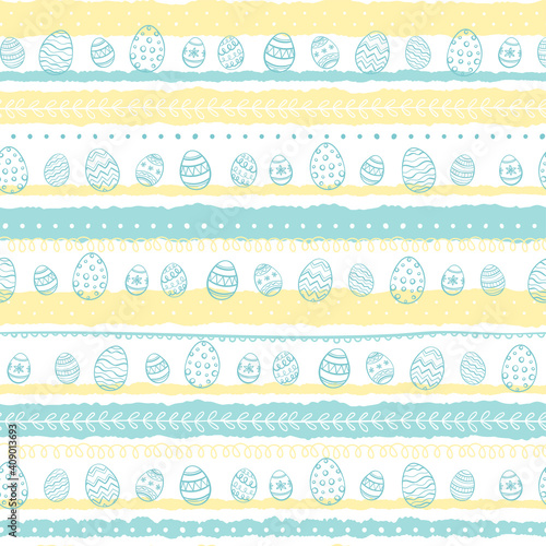 Lovely hand drawn Easter seamless pattern, cute decorated eggs, great for textiles, banners, wrappers, wallpapers - vector design