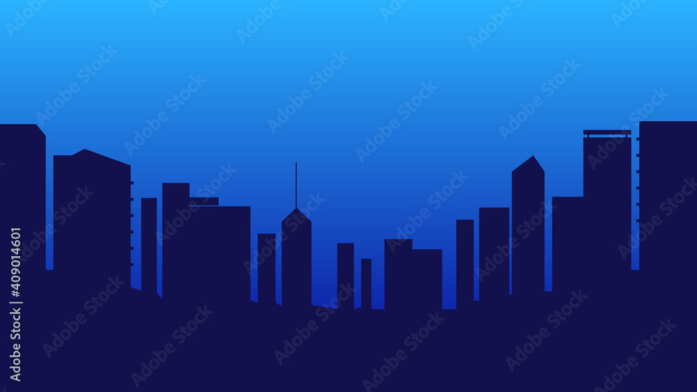 1920 x 1080 City Silhouette Landscape with Gradient Background