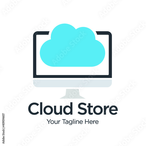 Cloud Store Logo designs vector, Online Store logo designs template 