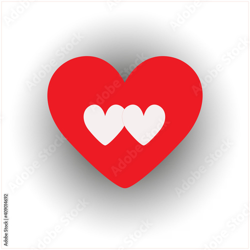 Two loving hearts. Valentine's Day. Layout. Minimal design template for greeting card, poster, banner, cover, packaging