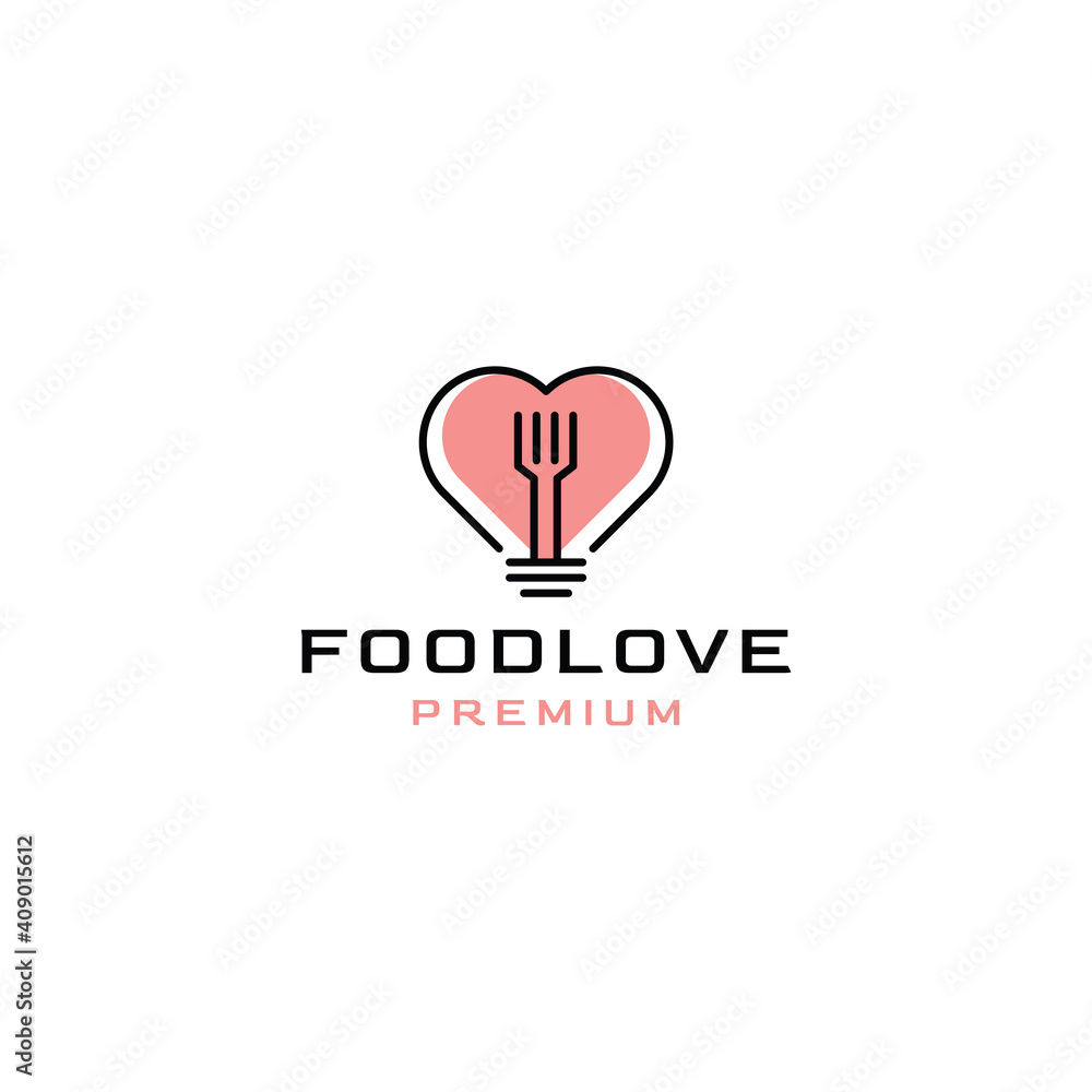 Food Love logo vector icon template Food Love logo vector icon template