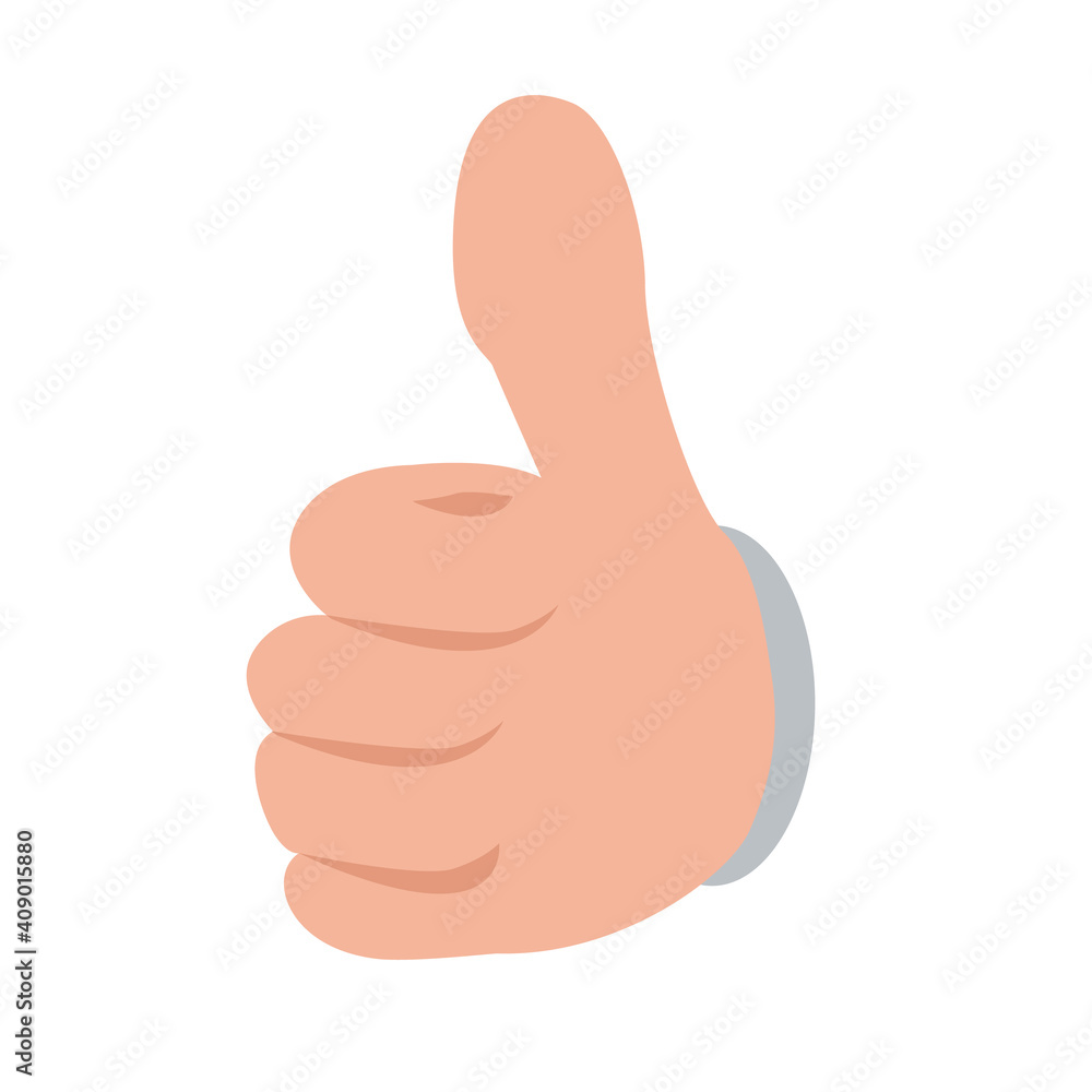 Hand showing thumbs up button from front view. Flat and solid color vector illustration. Hand showing thumbs up button from front view. Flat and solid color vector illustration.