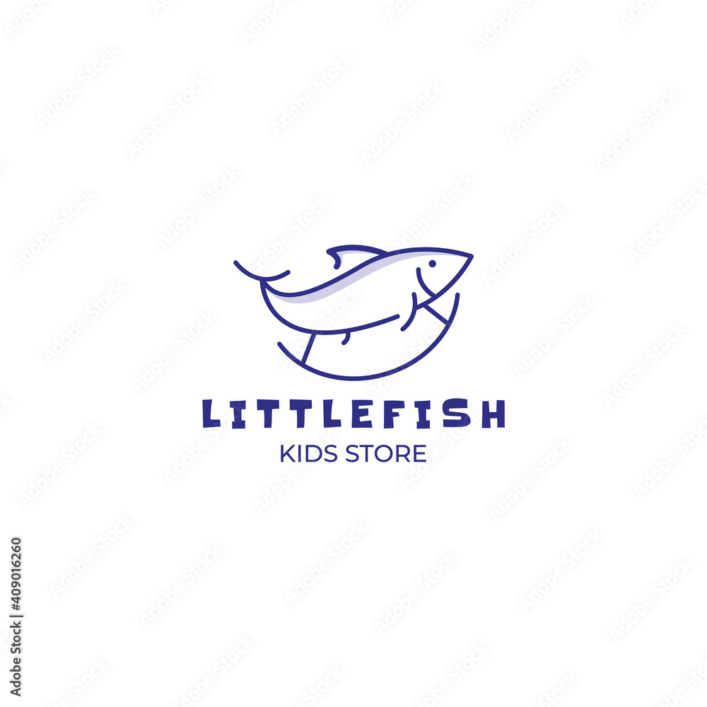 Obraz premium Little Fish logo vector icon template