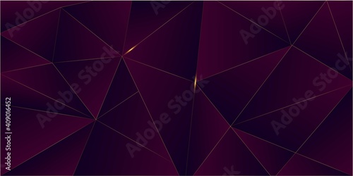 Purple Luxury Gold Background. 3D Abstract Polygonal Sparkle Cover.