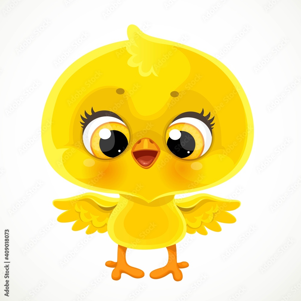 Cute cartoon yellow chicken isolated on a white background Cute cartoon yellow chicken isolated on a white background