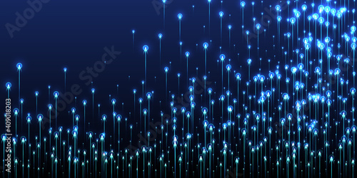 Dynamic glowing line streams data flows concept.