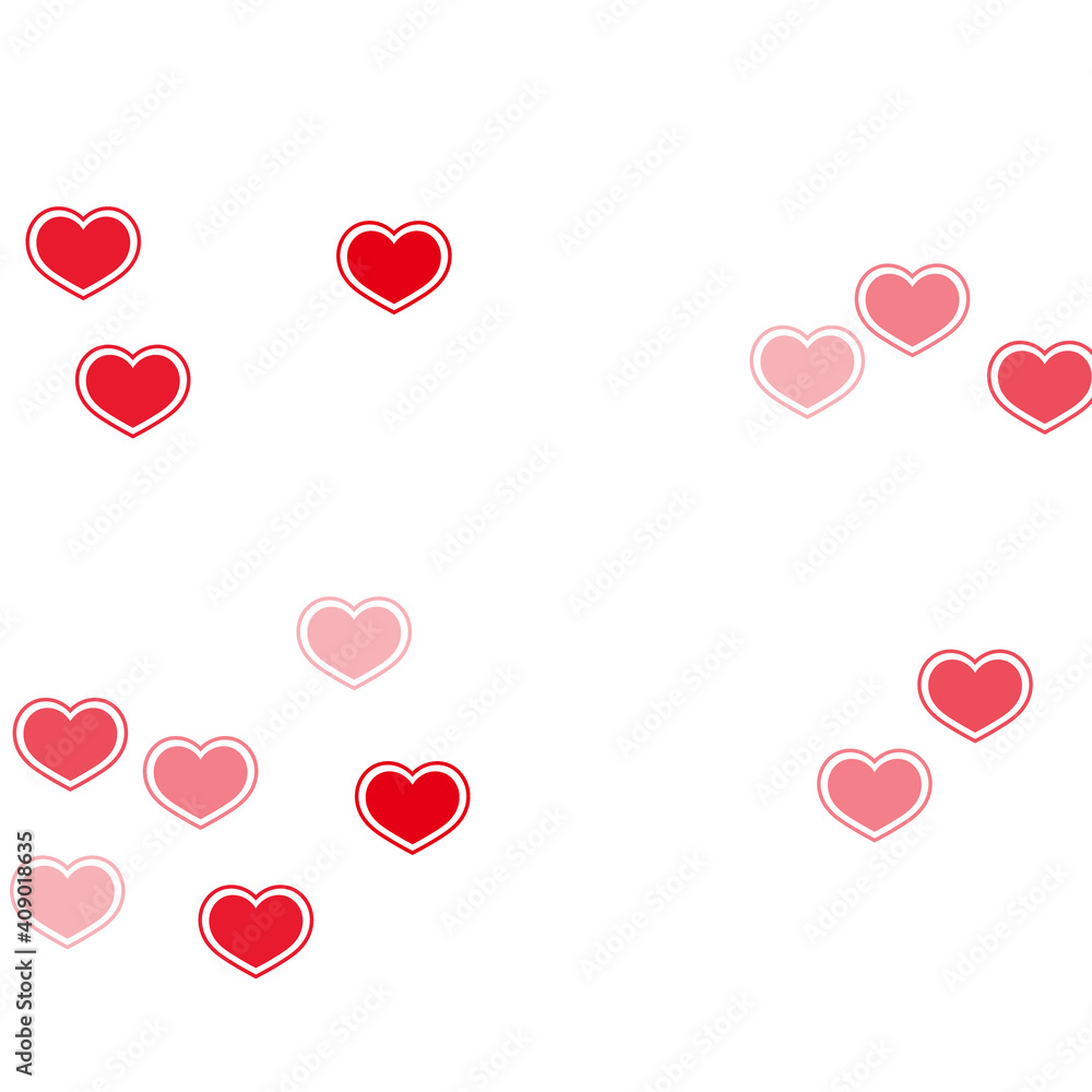 Beautiful red hearts falling vector illustration.