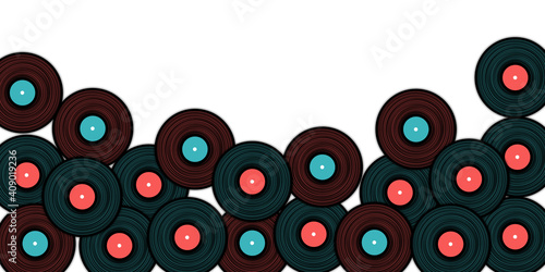 Vinyl records vector musical background.