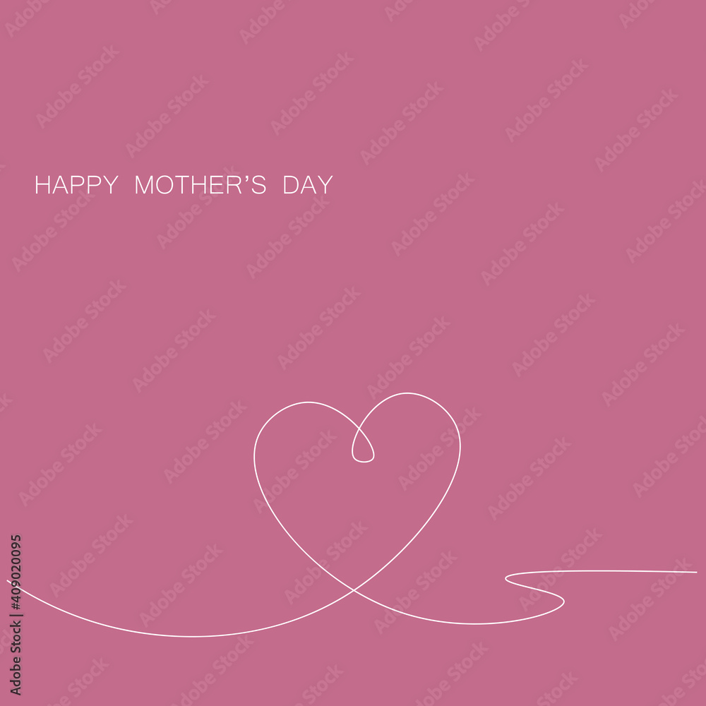 Mothers day card with heart vector illustration