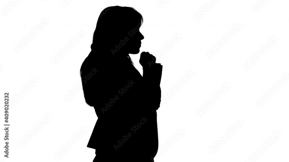 Blonde business woman walking and touching her hair, Alpha Channel Blonde business woman walking and touching her hair, Alpha Channel
