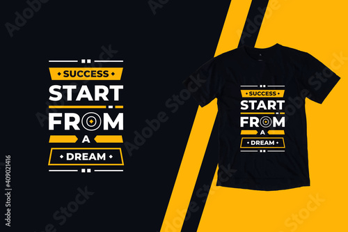 Success start from a dream modern futuristic geometric typography inspirational quotes black t shirt design