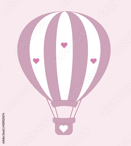 Hot air balloon  in cartoon flat style.