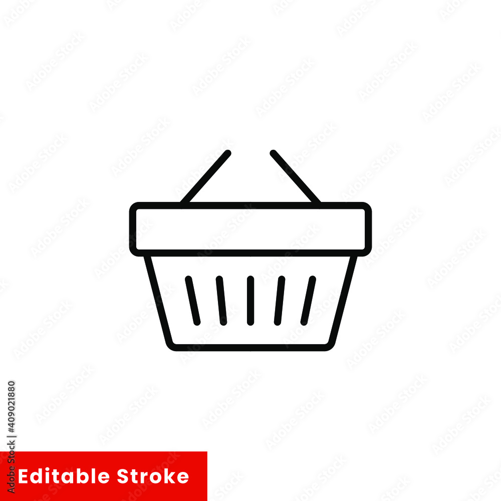Shopping basket icon. Simple line style for web template and app. Shop, cart, bag, store, online, purchase, buy, retail, vector illustration design on white background. Editable stroke EPS 10 Shopping basket icon. Simple line style for web template and app. Shop, cart, bag, store, online, purchase, buy, retail, vector illustration design on white background. Editable stroke EPS 10